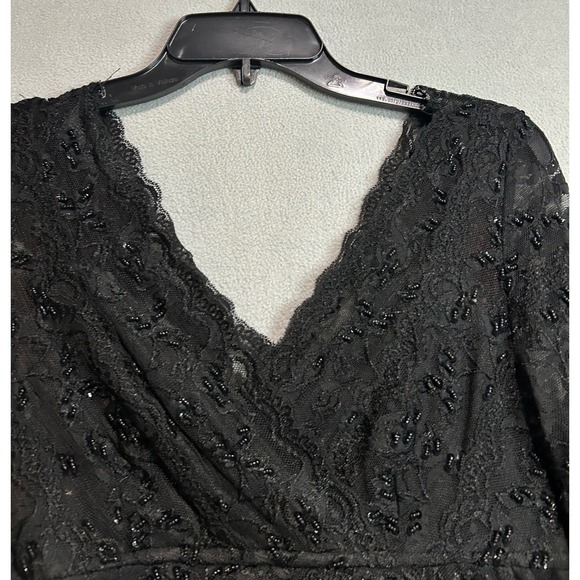 Marina Petite Black‎ Lace Beaded V Neck Sheath Dress Size 8P Party Evening - Picture 2 of 9